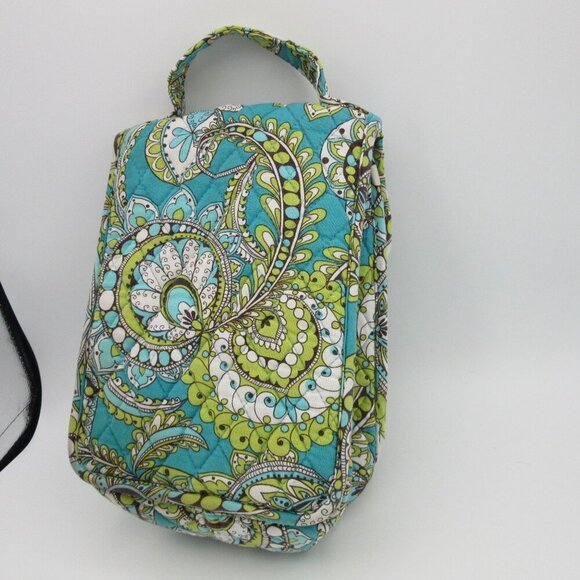 Vera Bradley Peacock Green Turquoise Lunch Box Lined Paisley Floral - Picture 2 of 5